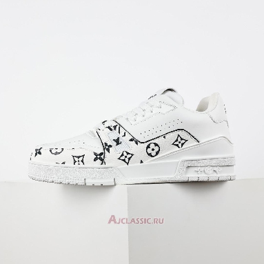 Buy Louis Vuitton LV Trainer Sneaker White Black Monogram Pattern White 1AHTOP Quality Reps Replicas Shoes
