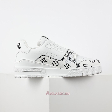 Buy Louis Vuitton LV Trainer Sneaker White Black Monogram Pattern White 1AHTOP Quality Reps Replicas Shoes