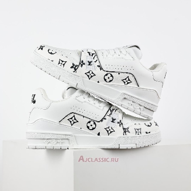 Buy Louis Vuitton LV Trainer Sneaker White Black Monogram Pattern White 1AHTOP Quality Reps Replicas Shoes