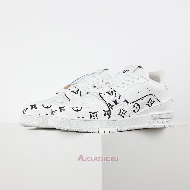 Buy Louis Vuitton LV Trainer Sneaker White Black Monogram Pattern White 1AHTOP Quality Reps Replicas Shoes