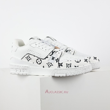 Buy Louis Vuitton LV Trainer Sneaker White Black Monogram Pattern White 1AHTOP Quality Reps Replicas Shoes