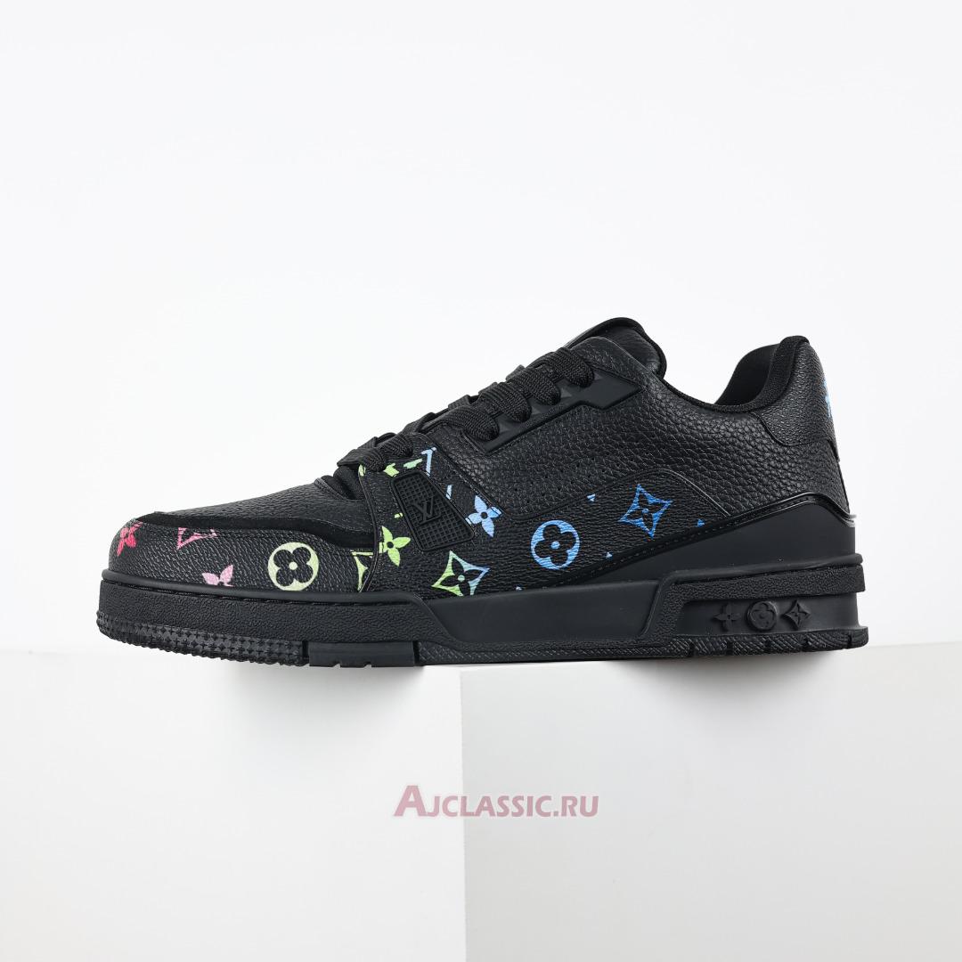 New Louis Vuitton LV Trainer Sneaker "Black Multicolor Monogram Pattern" 1AHTO9-2 Shoes