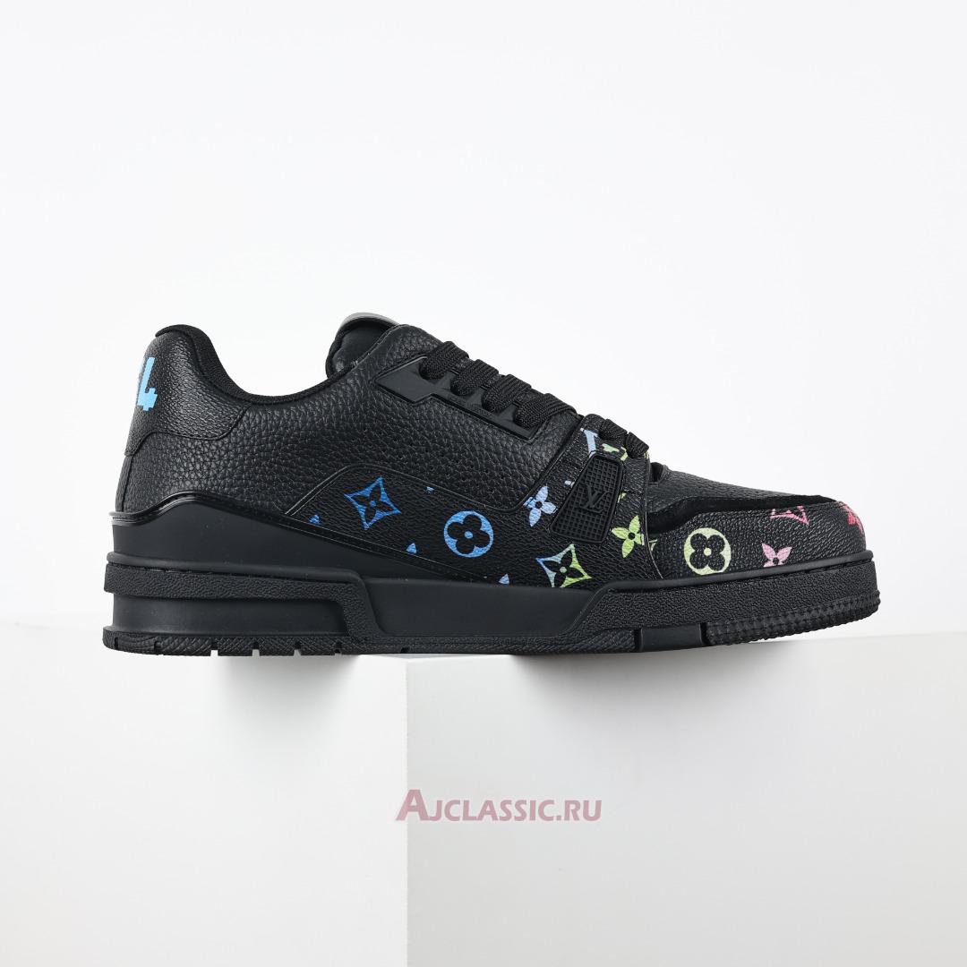 New Louis Vuitton LV Trainer Sneaker "Black Multicolor Monogram Pattern" 1AHTO9-2 Shoes
