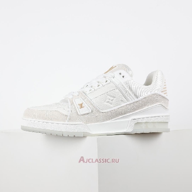 Buy Louis Vuitton LV Trainer Sneaker White Beige Monogram Demin White 1A8Z4W-2 Quality Reps Replicas Shoes