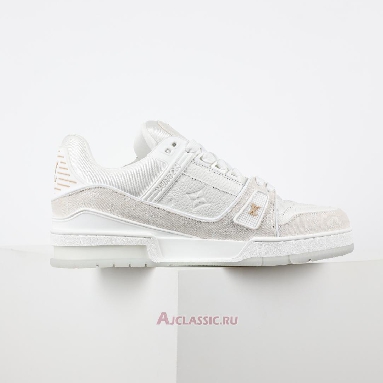 Buy Louis Vuitton LV Trainer Sneaker White Beige Monogram Demin White 1A8Z4W-2 Quality Reps Replicas Shoes