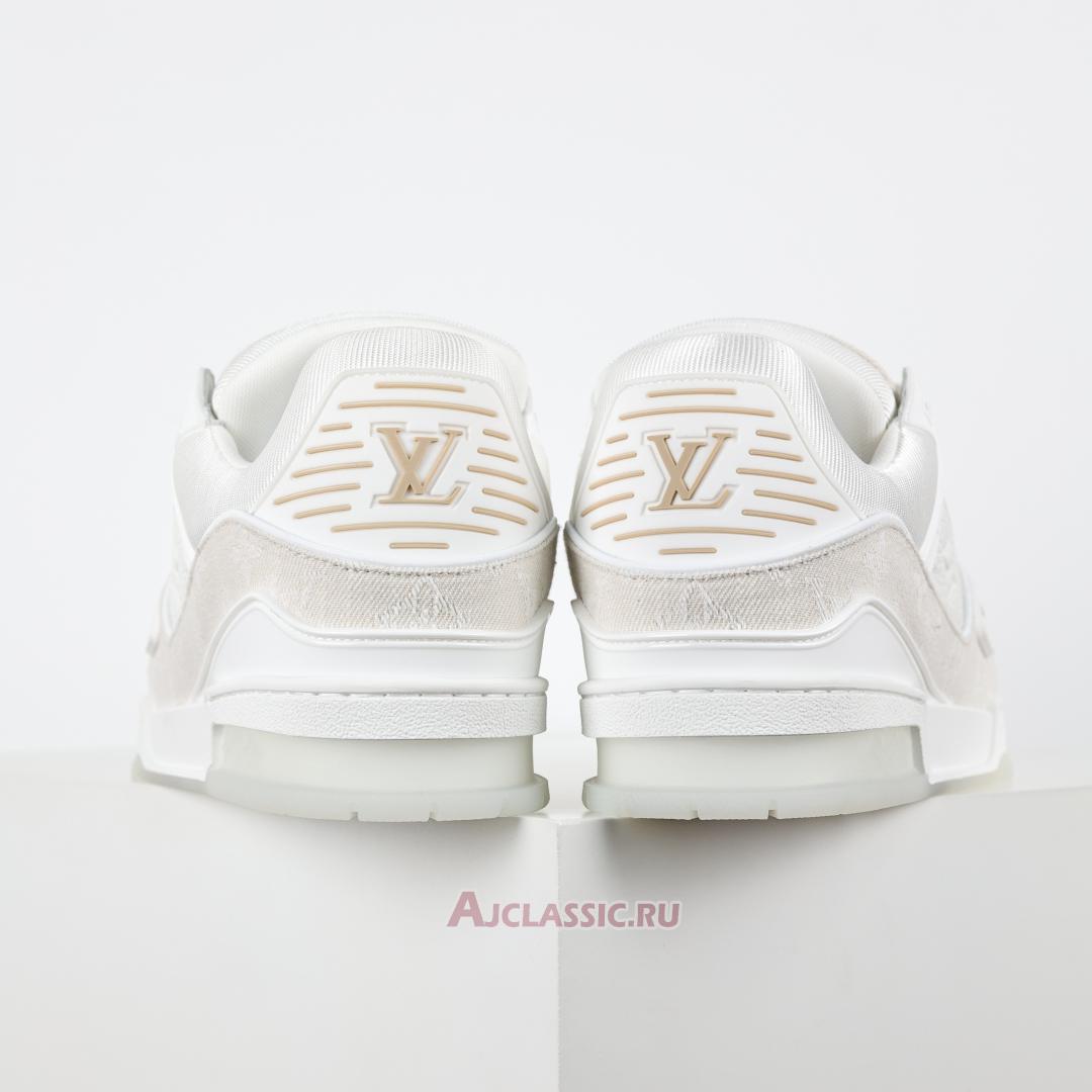 New Louis Vuitton LV Trainer Sneaker "White Beige Monogram Demin" 1A8Z4W-2 Shoes