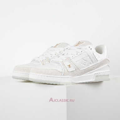 Buy Louis Vuitton LV Trainer Sneaker White Beige Monogram Demin White 1A8Z4W-2 Quality Reps Replicas Shoes