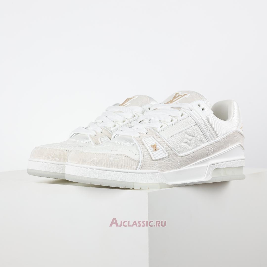 New Louis Vuitton LV Trainer Sneaker "White Beige Monogram Demin" 1A8Z4W-2 Shoes