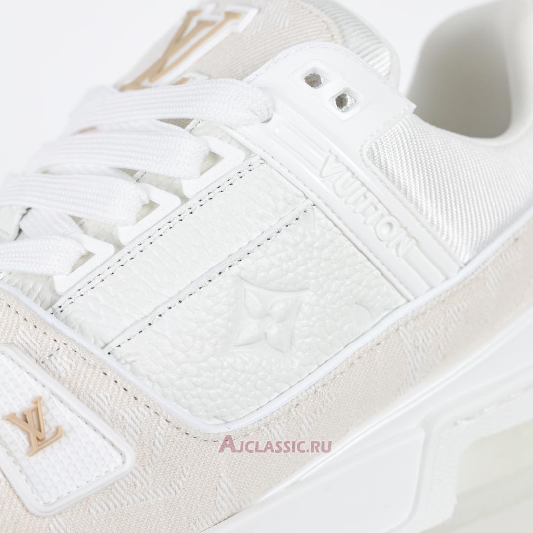 New Louis Vuitton LV Trainer Sneaker "White Beige Monogram Demin" 1A8Z4W-2 Shoes