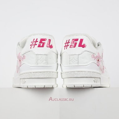 Buy Takashi Murakami x Louis Vuitton LV Trainer Sneaker White Pink Monogram Flowers White 1AGZEB Quality Reps Replicas Shoes