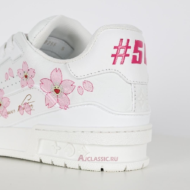 Buy Takashi Murakami x Louis Vuitton LV Trainer Sneaker White Pink Monogram Flowers White 1AGZEB Quality Reps Replicas Shoes