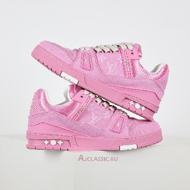 Buy Louis Vuitton LV Trainer Sneaker Pink Monogram Denim Pink 1AHT03 Quality Reps Replicas Shoes