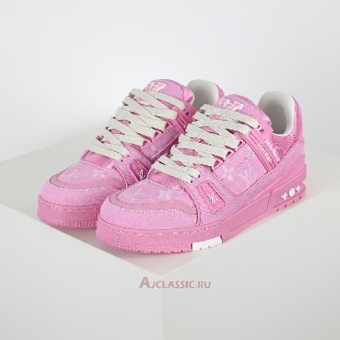 Buy Louis Vuitton LV Trainer Sneaker Pink Monogram Denim Pink 1AHT03 Quality Reps Replicas Shoes