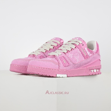 Buy Louis Vuitton LV Trainer Sneaker Pink Monogram Denim Pink 1AHT03 Quality Reps Replicas Shoes