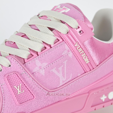 Buy Louis Vuitton LV Trainer Sneaker Pink Monogram Denim Pink 1AHT03 Quality Reps Replicas Shoes