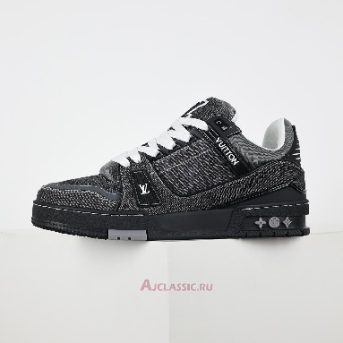 Buy Louis Vuitton LV Trainer Sneaker Black Monogram Denim Black 1AHSZS Quality Reps Replicas Shoes