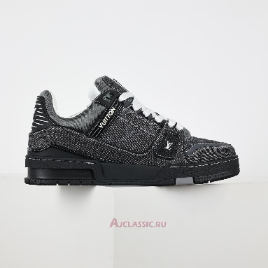 Buy Louis Vuitton LV Trainer Sneaker Black Monogram Denim Black 1AHSZS Quality Reps Replicas Shoes