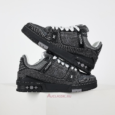 Buy Louis Vuitton LV Trainer Sneaker Black Monogram Denim Black 1AHSZS Quality Reps Replicas Shoes