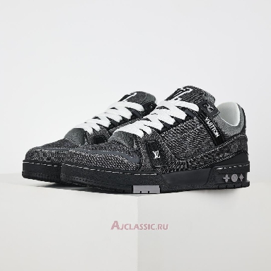 Buy Louis Vuitton LV Trainer Sneaker Black Monogram Denim Black 1AHSZS Quality Reps Replicas Shoes