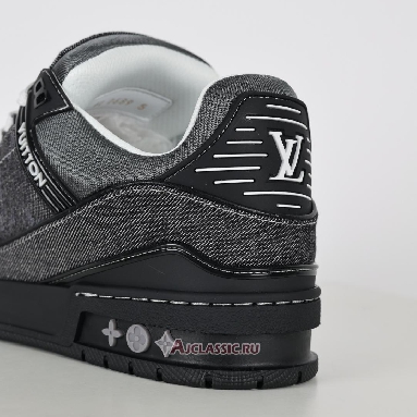 Buy Louis Vuitton LV Trainer Sneaker Black Monogram Denim Black 1AHSZS Quality Reps Replicas Shoes