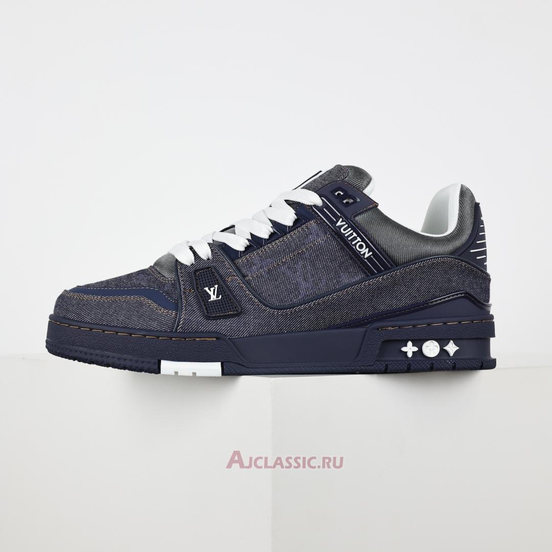 New Louis Vuitton LV Trainer Sneaker "Navy Blue Monogram Denim" 1AHT52 Shoes