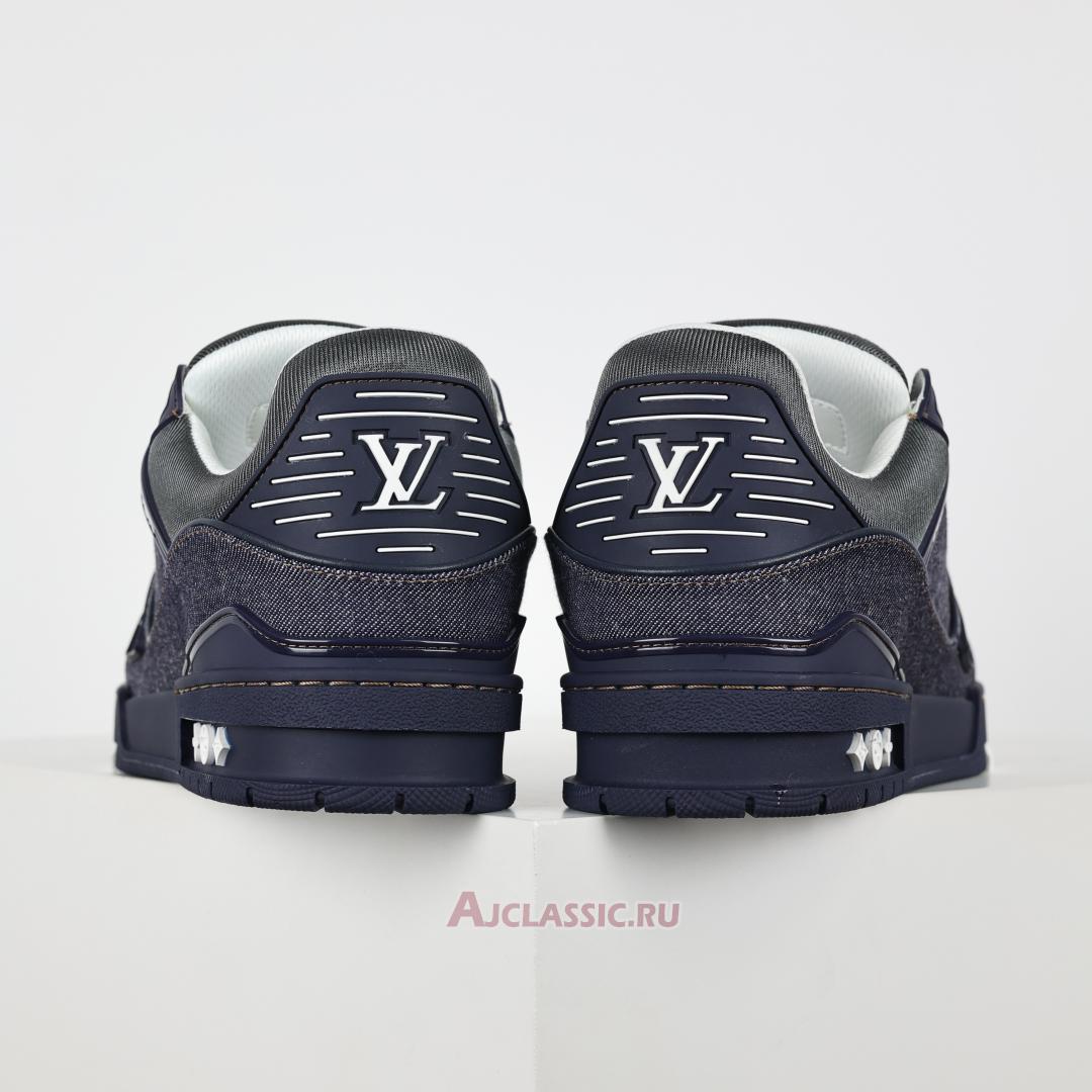 New Louis Vuitton LV Trainer Sneaker "Navy Blue Monogram Denim" 1AHT52 Shoes