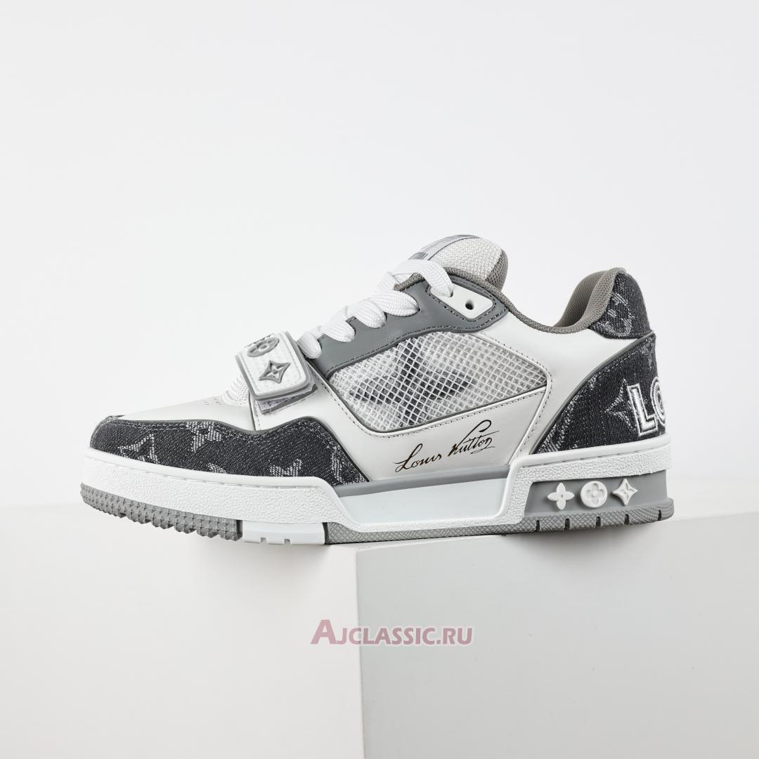 New Louis Vuitton LV Trainer Sneaker "Velcro Strap - Grey Monogram Denim" 1ADF0O Shoes