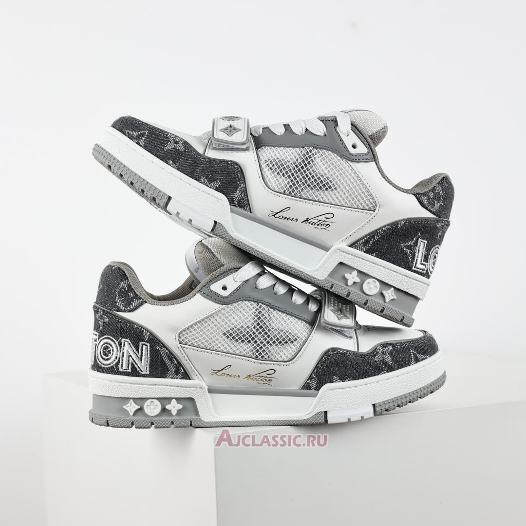 New Louis Vuitton LV Trainer Sneaker "Velcro Strap - Grey Monogram Denim" 1ADF0O Shoes