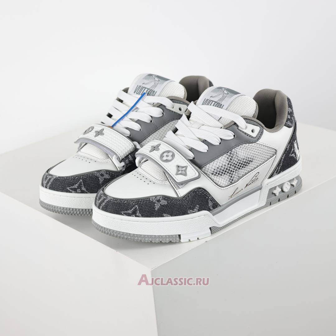 New Louis Vuitton LV Trainer Sneaker "Velcro Strap - Grey Monogram Denim" 1ADF0O Shoes