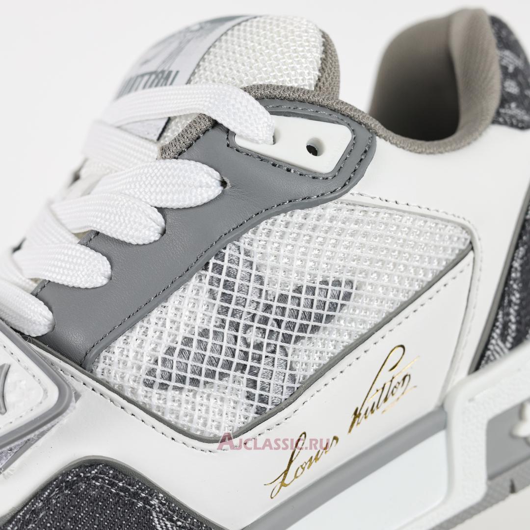 New Louis Vuitton LV Trainer Sneaker "Velcro Strap - Grey Monogram Denim" 1ADF0O Shoes