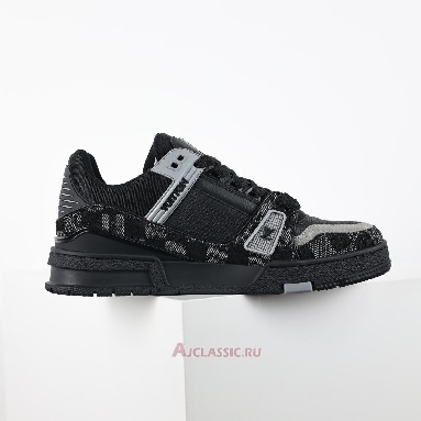 Buy Louis Vuitton LV Trainer Sneaker Black Damier Denim and Calf Leather Black 1ACPSB Quality Reps Replicas Shoes