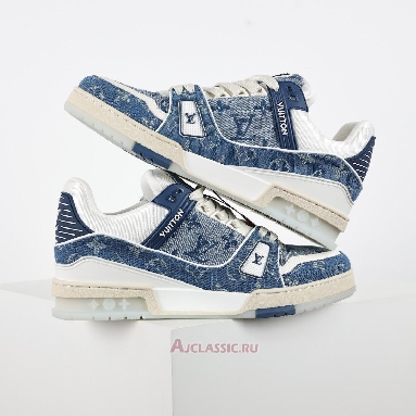 Buy Louis Vuitton LV Trainers Sneaker Blue Monogram Denim Blue 1ADHHR Quality Reps Replicas Shoes