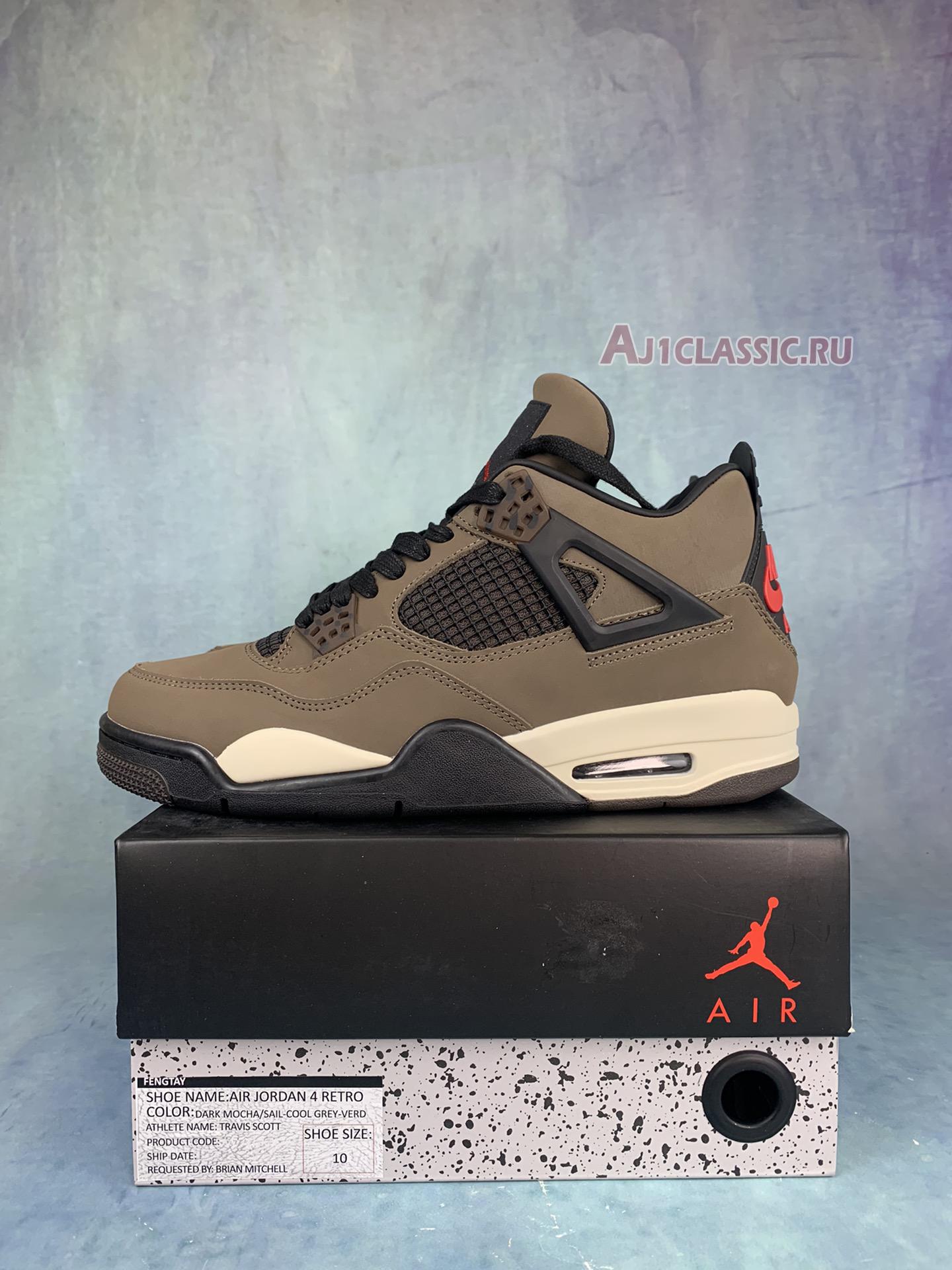 Travis Scott x Air Jordan 4 Dark Mocha AJ4-882335-2 Dark Mocha/Sail-Cool Grey - Verd Sneakers Travis Scott x Air Jordan 4 Dark Mocha AJ4-882335-2 Dark Mocha/Sail-Cool Grey - Verd Sneakers