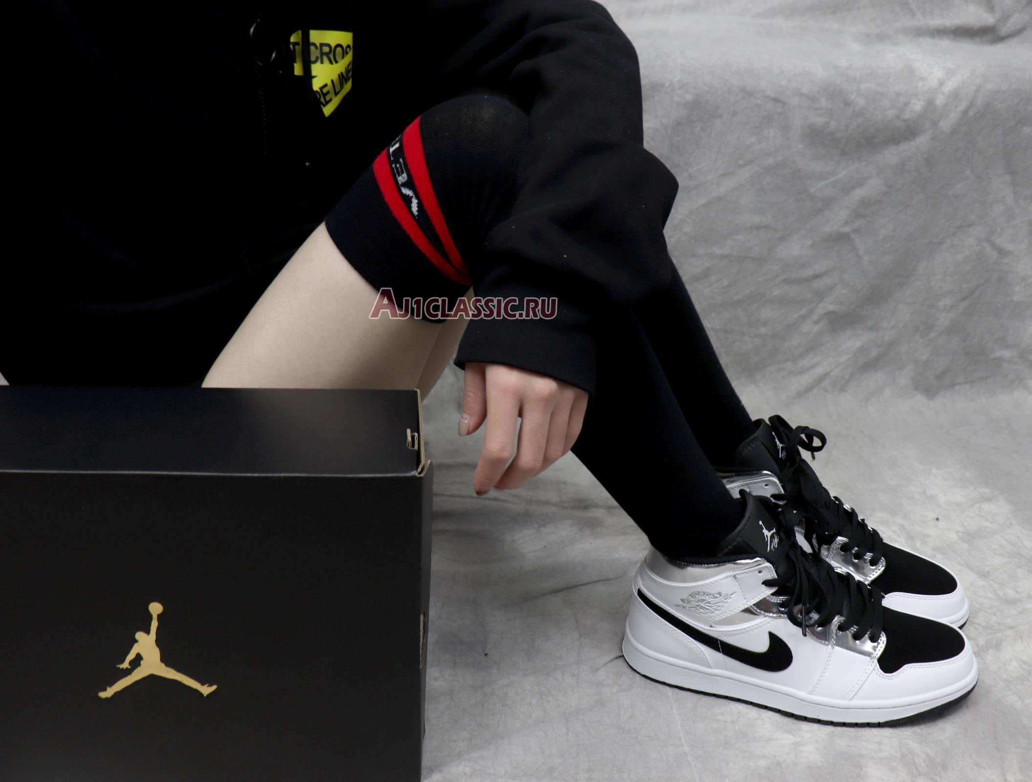 Air Jordan 1 Mid White Silver 554724-121 White/Silver Sneakers Air Jordan 1 Mid White Silver 554724-121 White/Silver Sneakers