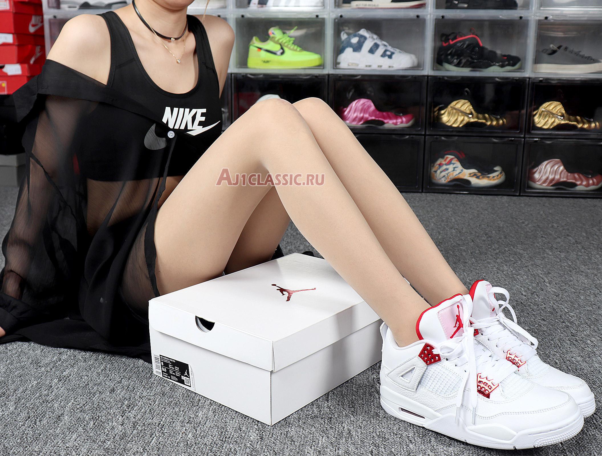Air Jordan 4 Retro Red Metallic CT8527-112 White/University Red-Metallic Silver Sneakers Air Jordan 4 Retro Red Metallic CT8527-112 White/University Red-Metallic Silver Sneakers