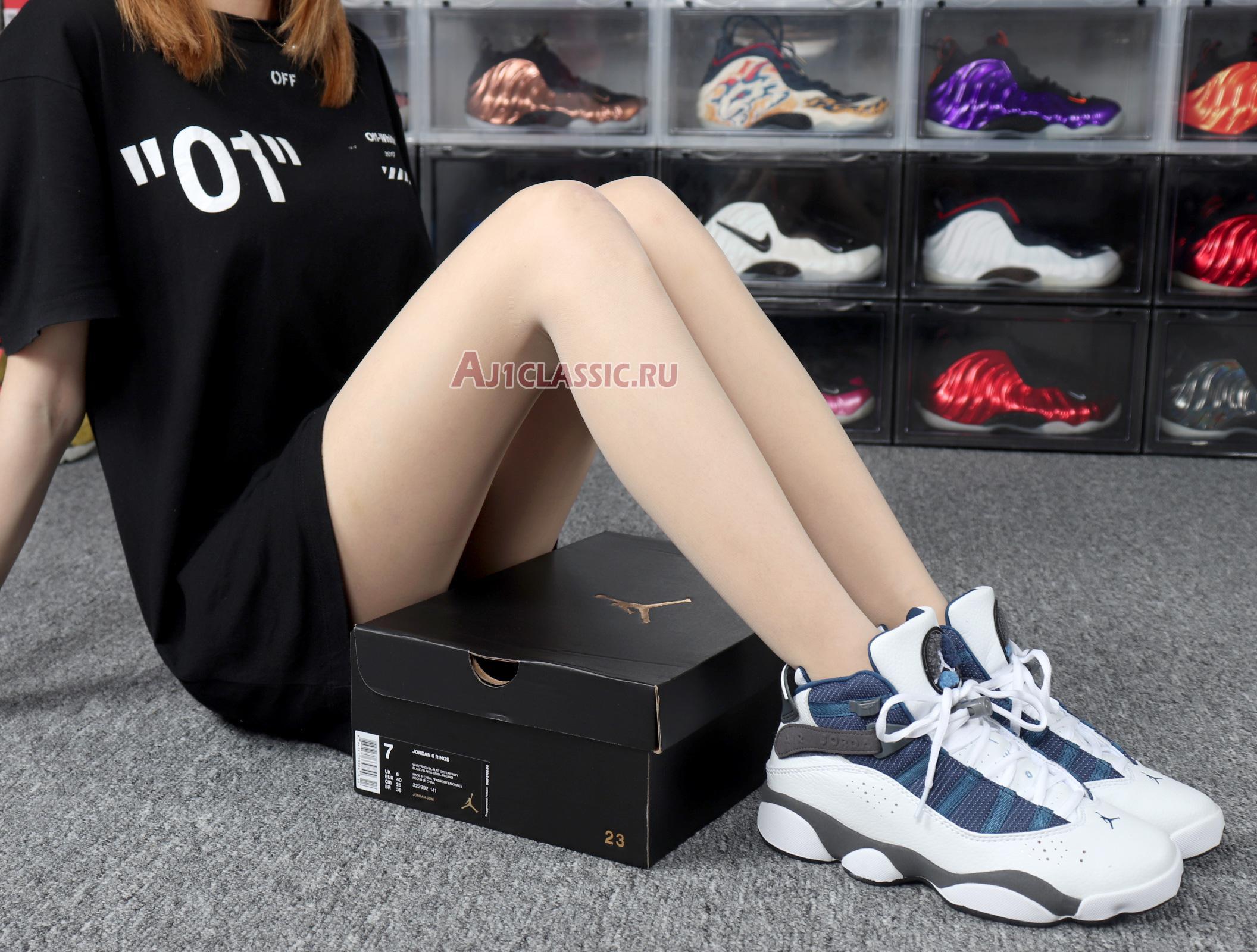 Air Jordan 6 Rings Flint 322992-141 White/French Blue-Flint Grey-University Blue Sneakers Air Jordan 6 Rings Flint 322992-141 White/French Blue-Flint Grey-University Blue Sneakers